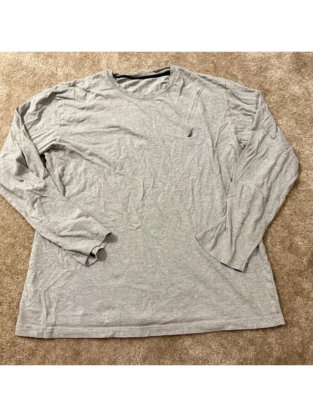 Nautica T-Shirt Mens Size M Gray Long Sleeve Cotton Blend Casual Lightweight